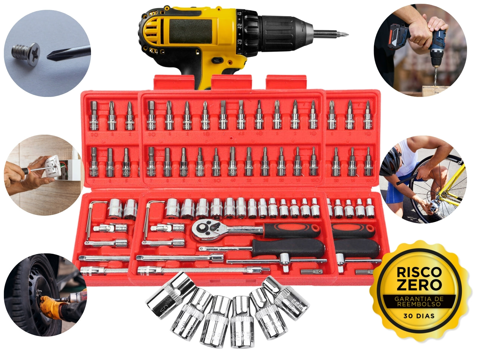 Kit Ferramentas Portátil – 46 Peças Essenciais para Reparos