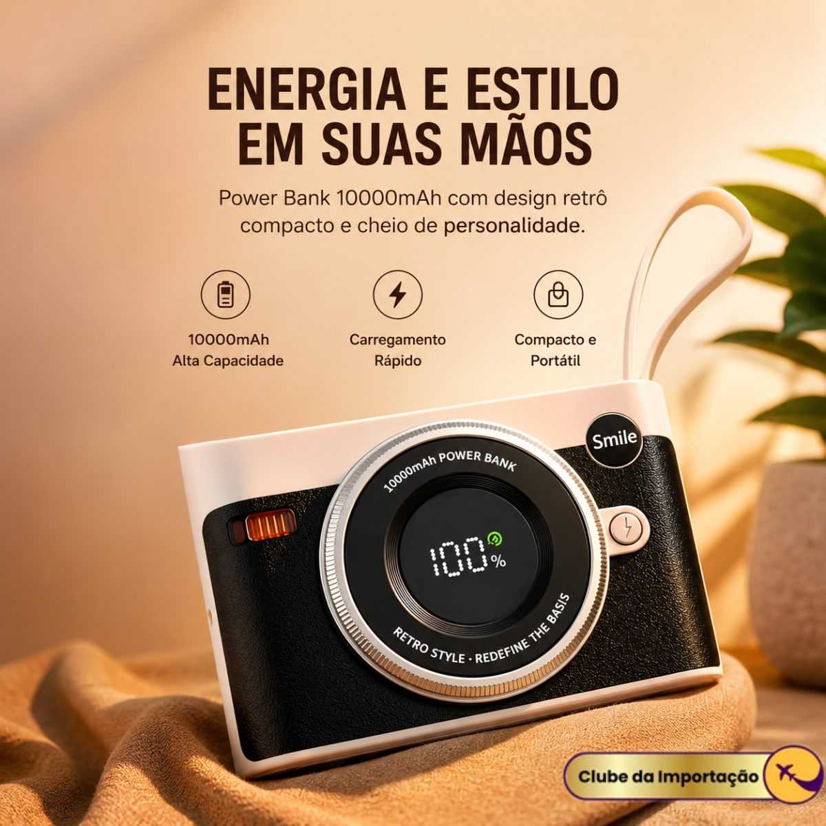 POWERBANK EM FORMATO DE CAMERA