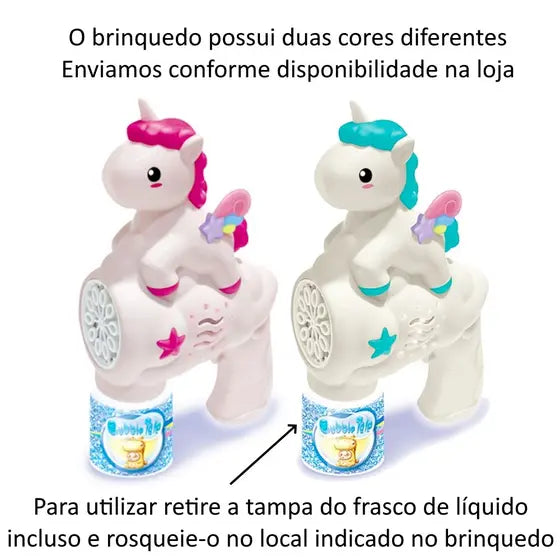 Arminha Infantil Bolhas de Sabão Elétrica Unicórnio – Diversão Mágica com Bolhas!