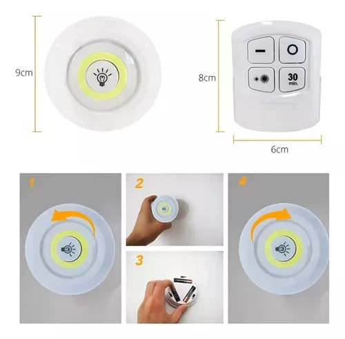 Kit 3 Lâmpadas Luminária Led Spot Sem Fio Controle Remoto