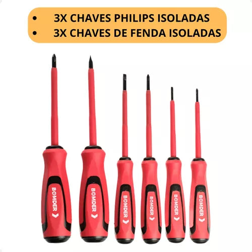 Jogo De Chave Fenda E Phillips Isolada 6 Chaves 1000v