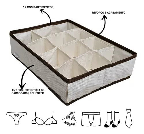 Divisor De Gaveta Calcinhas Cueca Meias Com 12 Compartimentos