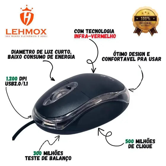 Mouse Óptico Com Fio Usb LEY28