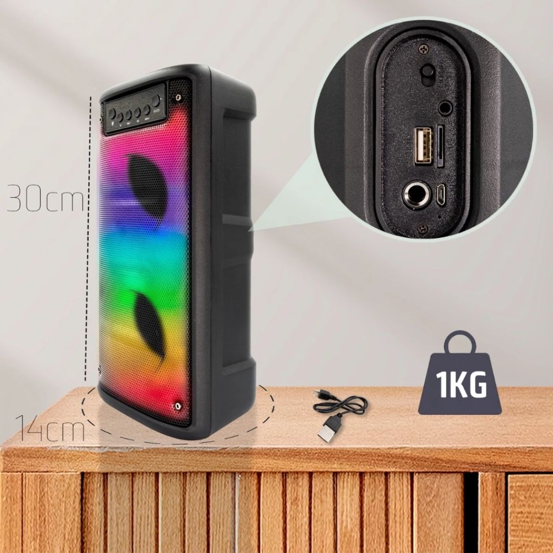 Caixa de Som Bluetooth 3208 – Potência e Estilo para Qualquer Ocasião!