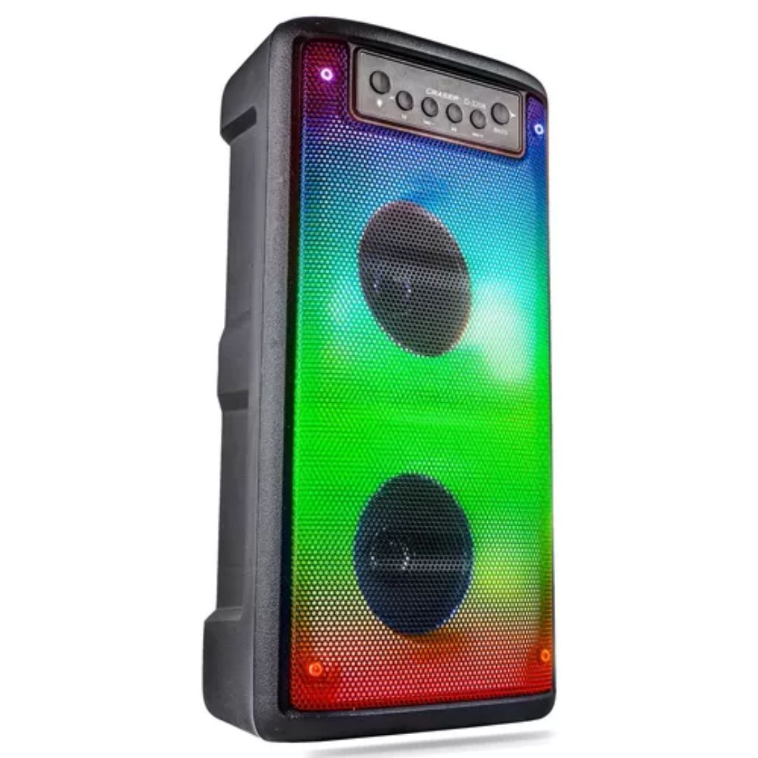 Caixa de Som Bluetooth 3208 – Potência e Estilo para Qualquer Ocasião!