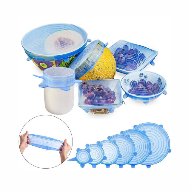 Tampas de Silicone Universal Transparente - 6 Peças