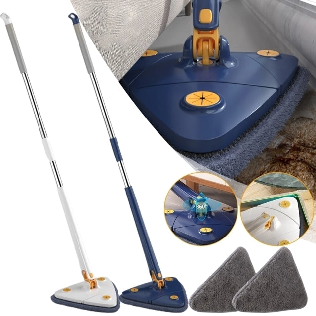 Mop De Limpeza Triângulo Ajustável Giratório 360° Esfregão Premium