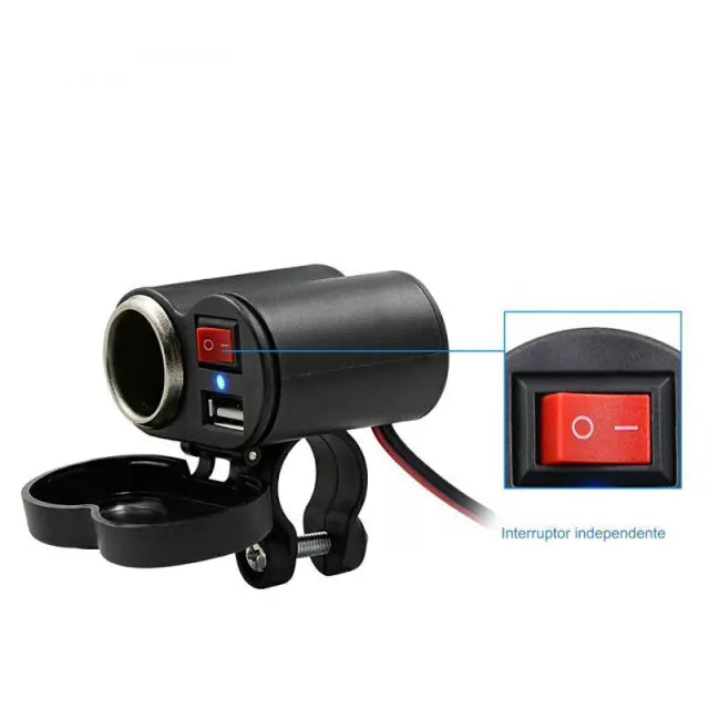 Tomada USB Para Moto Carregador Celular + Acendedor