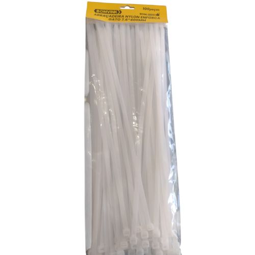 Kit 100 Abraçadeira Nylon Enforca Gato 7,60mm X 400mm Grande BOMVINK