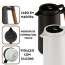 Garrafa Térmica Com Visor Digital E Cabo Madeira