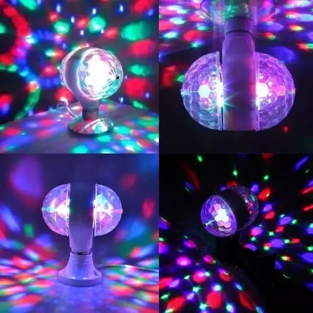 Lampada Giratória Dupla Led Colorida Festa Salão