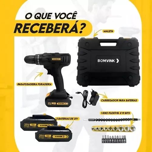 Parafusadeira Sem Fio Portátil Uso Profissional 21v/1200mah