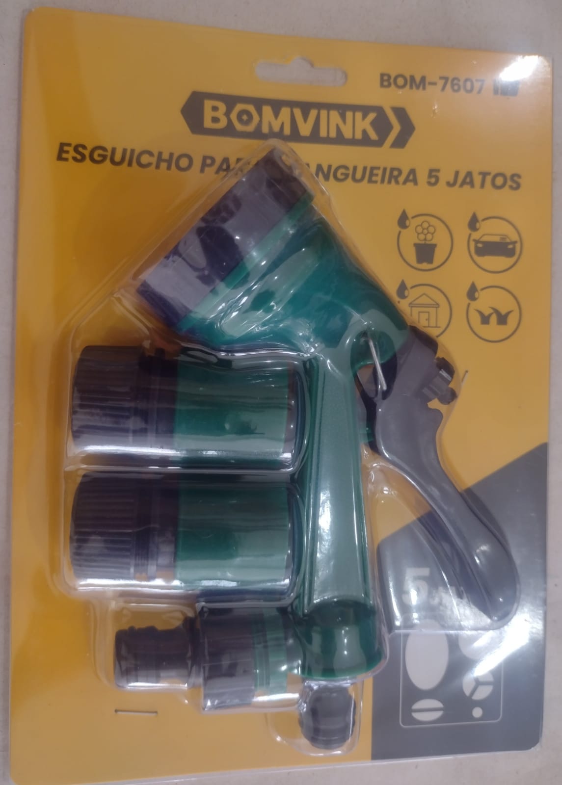 Esguicho Ajustável para Mangueira – 5 Tipos de Jatos com Alta Pressão
