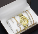 Kit Glamour Feminino - Relógio, Pulseira, Colar e Brincos