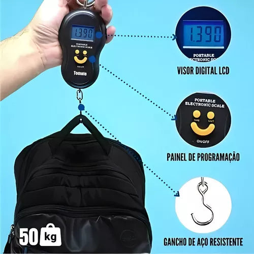Balança Portátil Digital Precisão Mão Bolsa Mala Peixe Até 50kg Premium