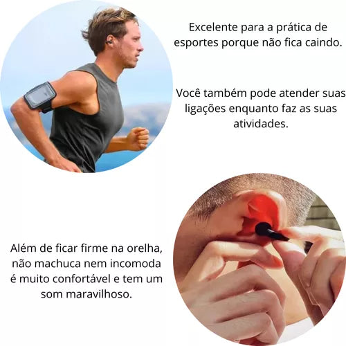 Fone De Ouvido Tipo Brinco Bluetooth Sem Fio Recebe Ligações