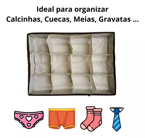Divisor De Gaveta Calcinhas Cueca Meias Com 12 Compartimentos