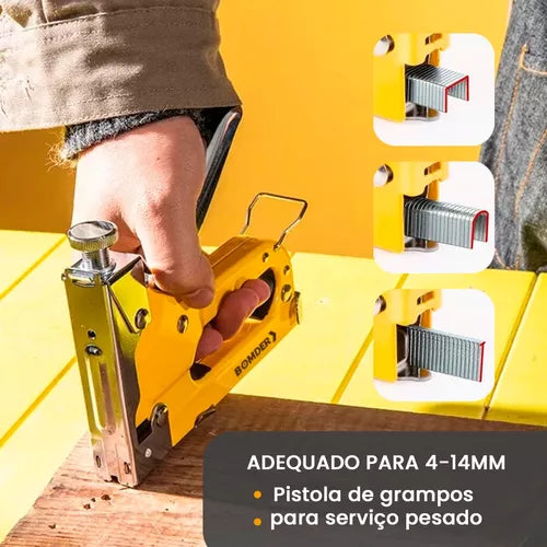 Grampeador Tapeceiro Madeira Marceneiro Profissional 3 Em 1 Premium