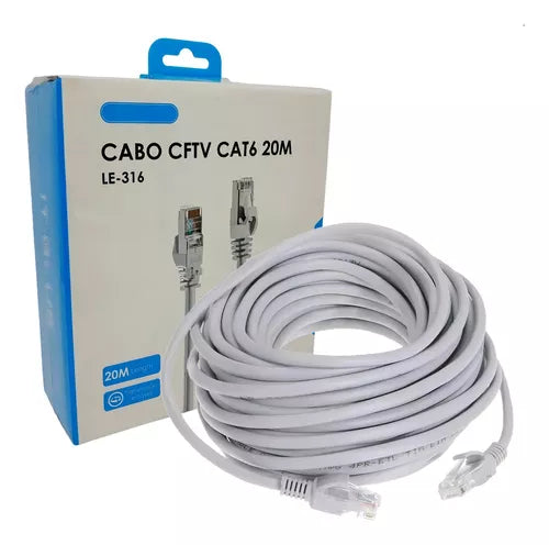 Cabo De Rede Cftv Conexão Internet Rj45 Cat6 De 20 Metros