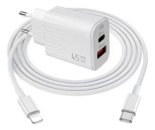 Fonte Carregador Adaptador Usb-c 45w Turbo Com Cabo 110/220v