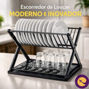 Escorredor Louça 2 Andares Preto  Organizador  Pratos Copos Preto