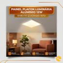 Painel Plafon Luminaria Aluminio 12w Embutir Quadrado 6500K