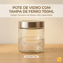 POTE DE VIDRO COM TAMPA DE FERRO 700ML