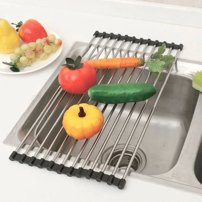 Escorredor Para Pia Flexível Multiuso em Inox Dobrável!