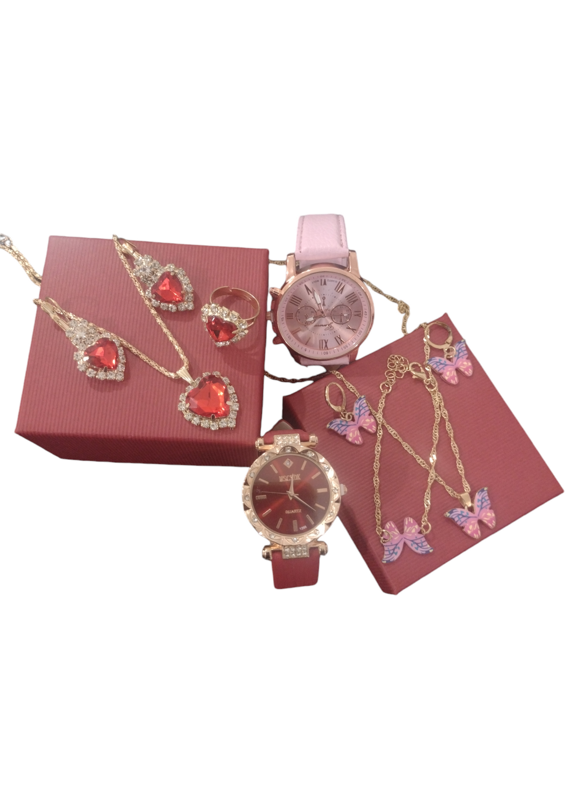 Glamour Completo – Conjunto Relógio Feminino com Brincos, Anel e Pulseira