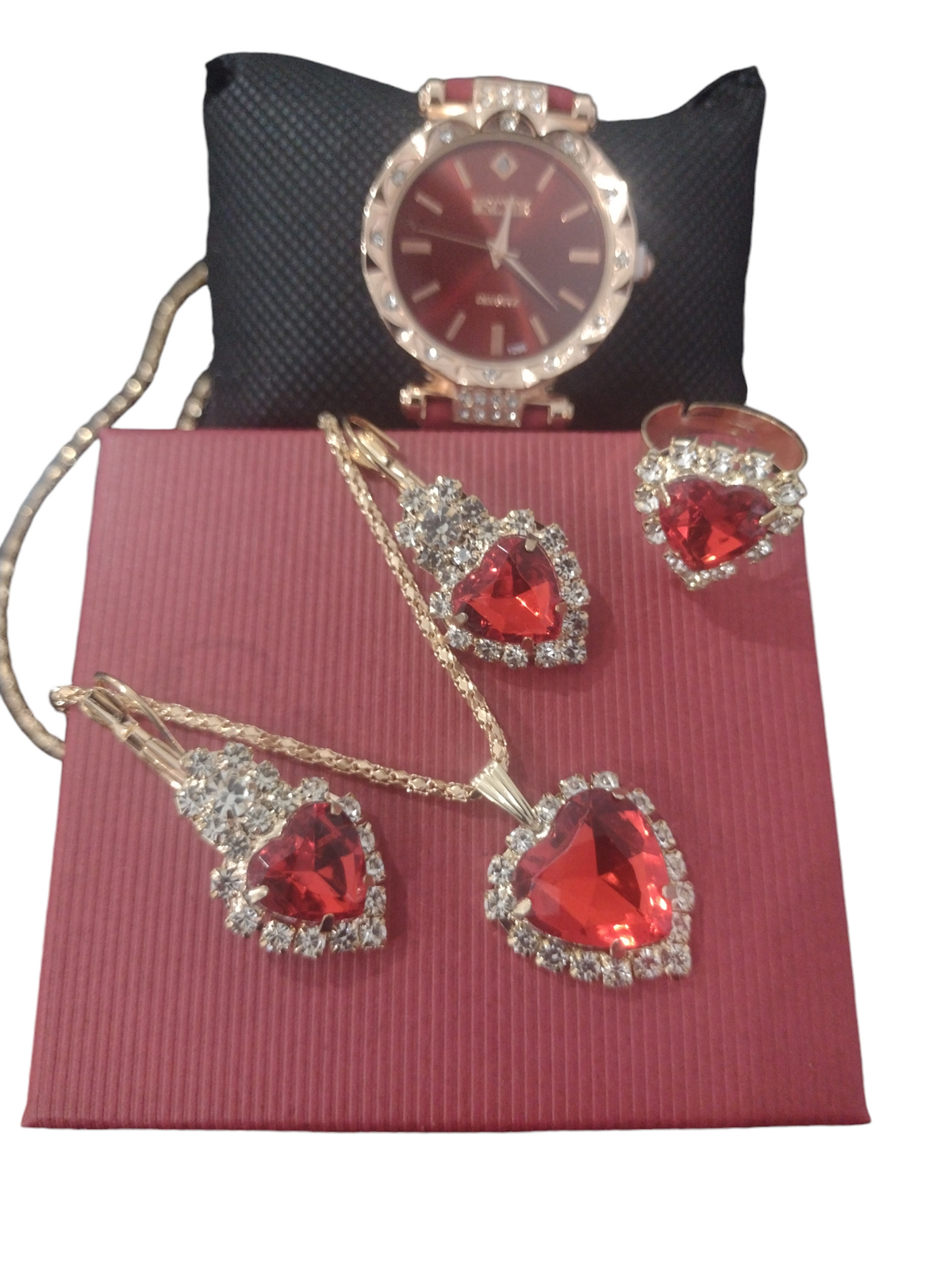 Glamour Completo – Conjunto Relógio Feminino com Brincos, Anel e Pulseira