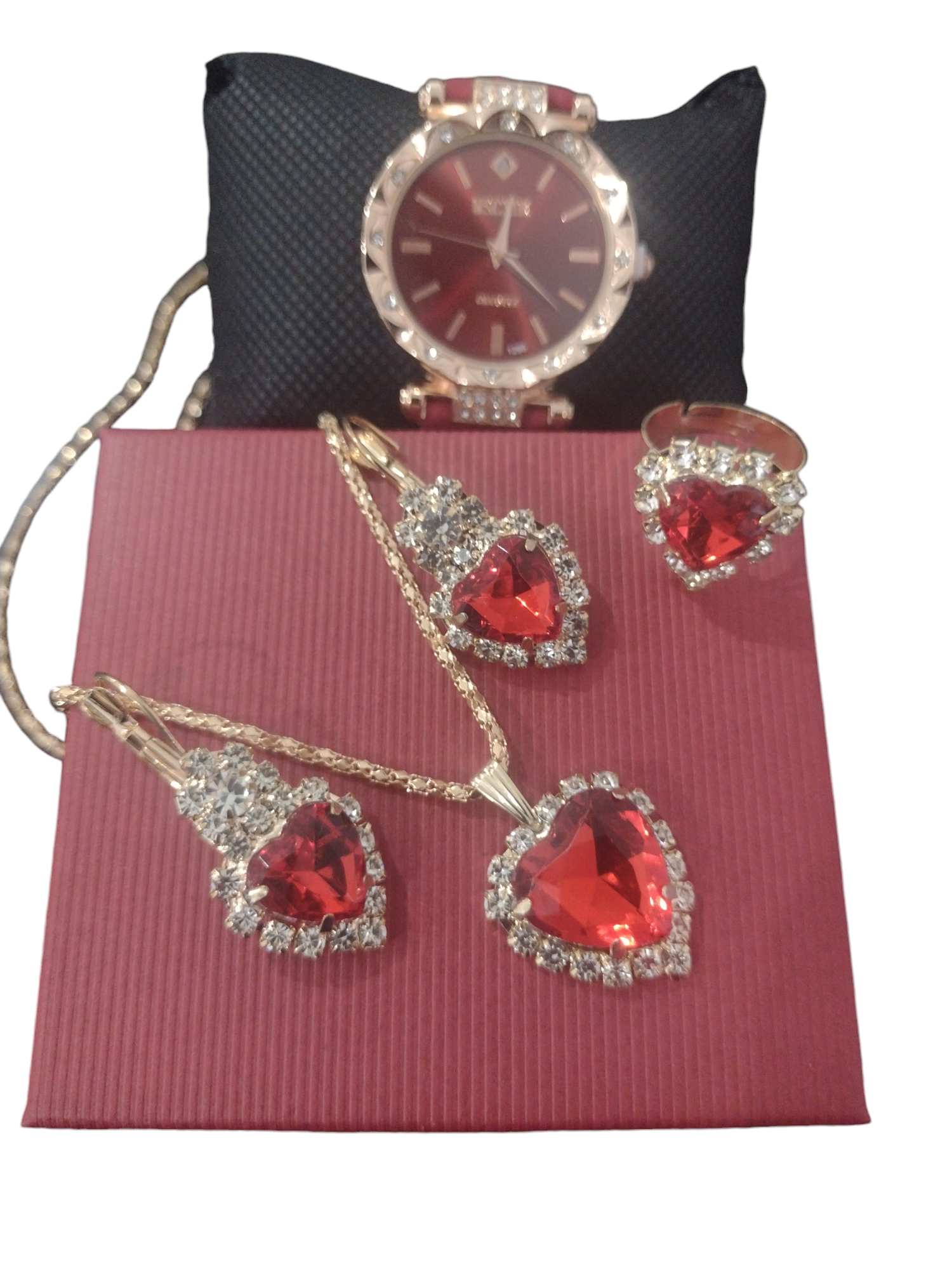 Glamour Completo – Conjunto Relógio Feminino com Brincos, Anel e Pulseira