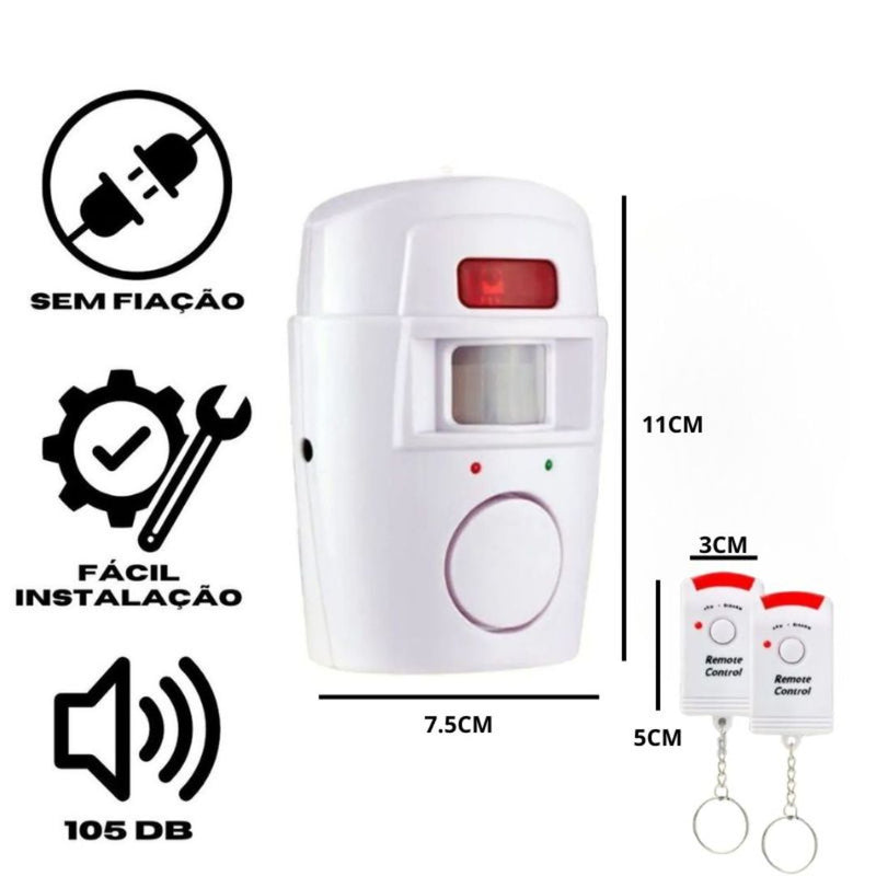 Kit Alarme Residencial Sem Fio com Sensor de Presença e Controle Remoto