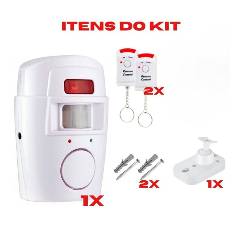 Kit Alarme Residencial Sem Fio com Sensor de Presença e Controle Remoto