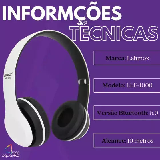 Fone De Ouvido Bluetooth Sem Fio Headset Lehmox Anti-ruído