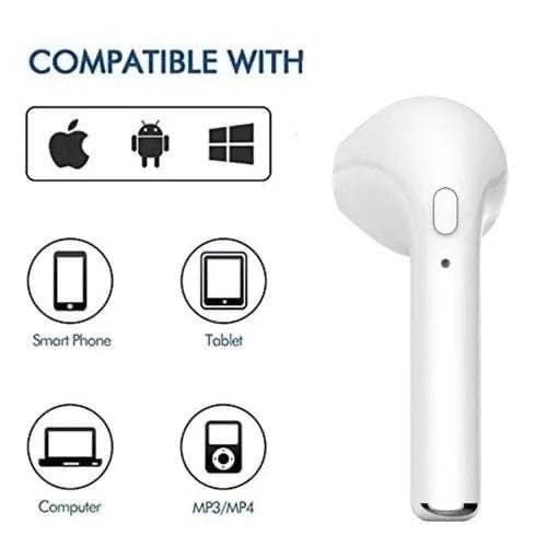 fones de ouvido sem fio bluetooth i7 TWS mini Android e iOS 5.0 com case recarregável branco