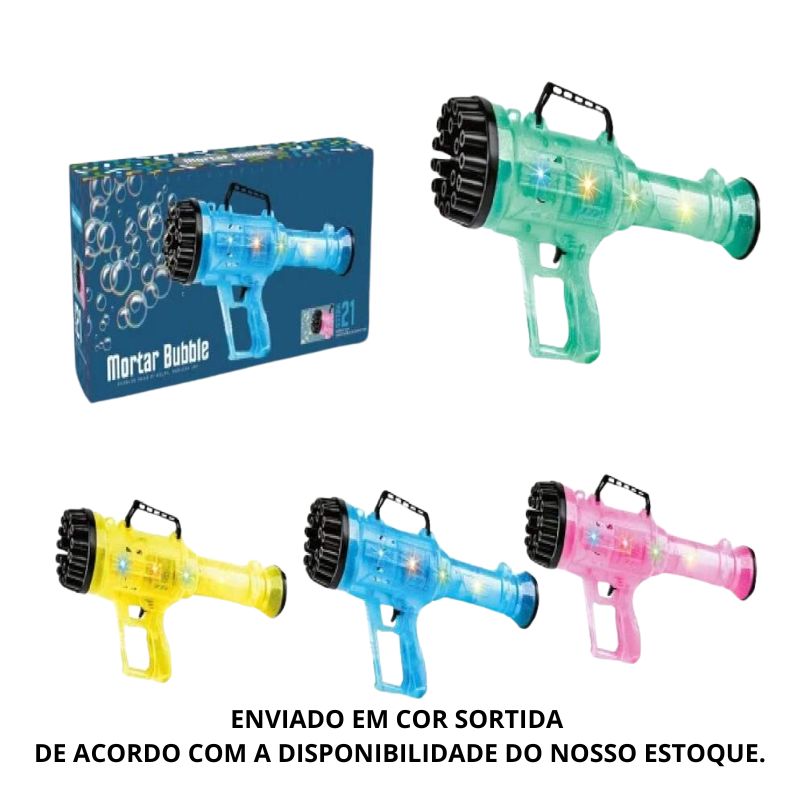 Brinquedo Lançador de Bolhas Bubble Com 21 Furos – Cor Sortida