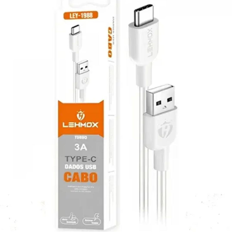 Cabo Tipo-C 2M Lehmox LEY-1988 – Branco | Carregamento Rápido e Confiável!