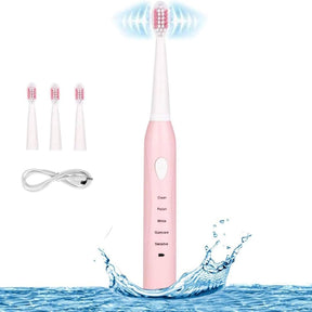 Escova de Dente Elétrica Recarregável com 3 Funções de Limpeza