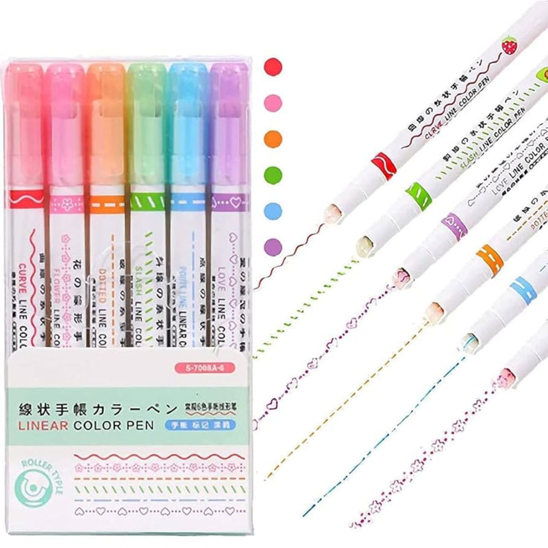 Kit Canetas Coloridas Carimbo Roller – 6 Unidades de Diversão e Criatividade