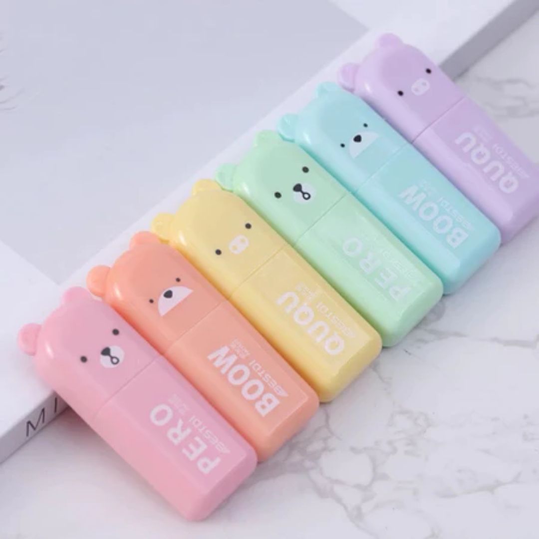 Kit Com 6 peças Marca Texto formado animais urso Bestdi