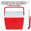 Cooler Térmico Reforçado 12L com Porta-Copos – Ideal para Praia, Piscina, Pesca e Muito Mais!