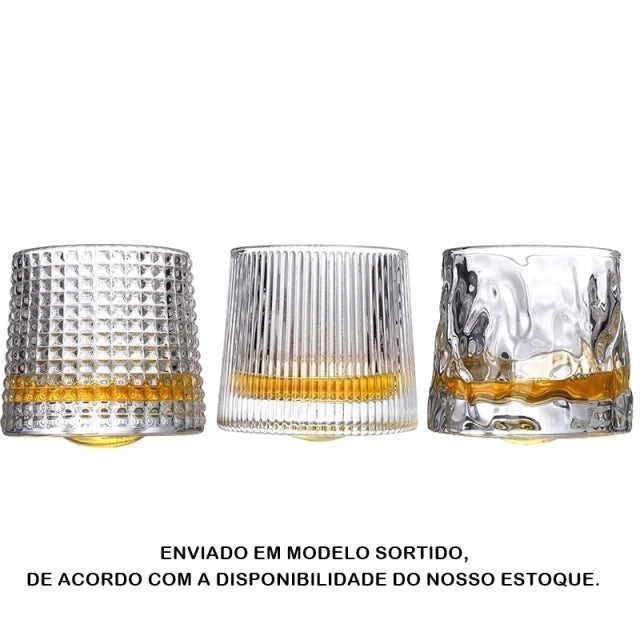 Copo Whisky E Drink De Vidro 360º Giratório 150ml Premium