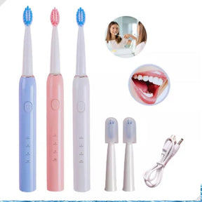 Escova de Dente Elétrica Recarregável com 3 Funções de Limpeza