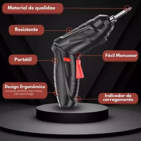 Kit Parafusadeira Elétrica Sem Fio 47 Chaves Fenda Philips Cor Preto 110V/220V Kit Parafusadeira Elétrica Sem Fio 47 Chaves Fenda Philips Cor Preto