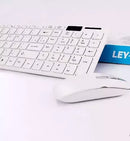 Kit Teclado E Mouse Sem Fio Wireless Slim Branco Ley-171