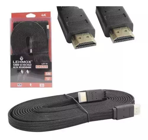 Cabo Hdmi Com 5metros 4k Ultra Hd Blindado 2.0 Ley10 Premium