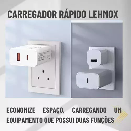 Carregador Rápido Turbo Duplo 5.1a Tipo-c E Usb + Cabo