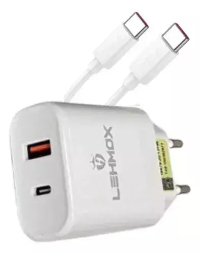 Carregador Rápido Turbo Duplo 5.1a Tipo-c E Usb + Cabo