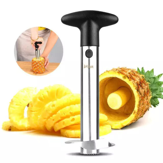 Descascador Fatiador De Abacaxi Frutas Inox Espiral Pratico 3 em 1