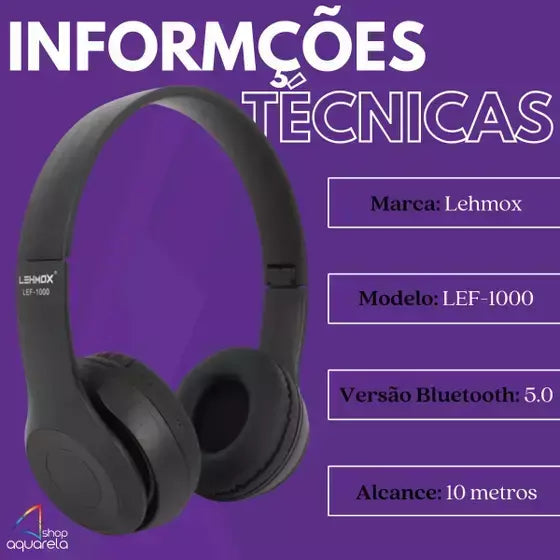 Fone De Ouvido Bluetooth Sem Fio Headset Lehmox Anti-ruído